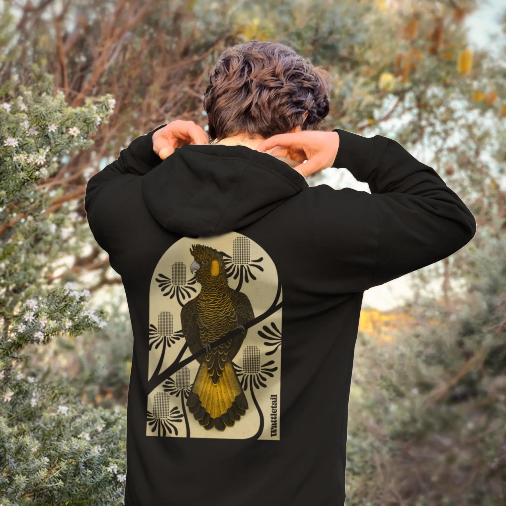 Yellow-tailed Black Cockatoo Unisex Pullover Hoodie Wattletail