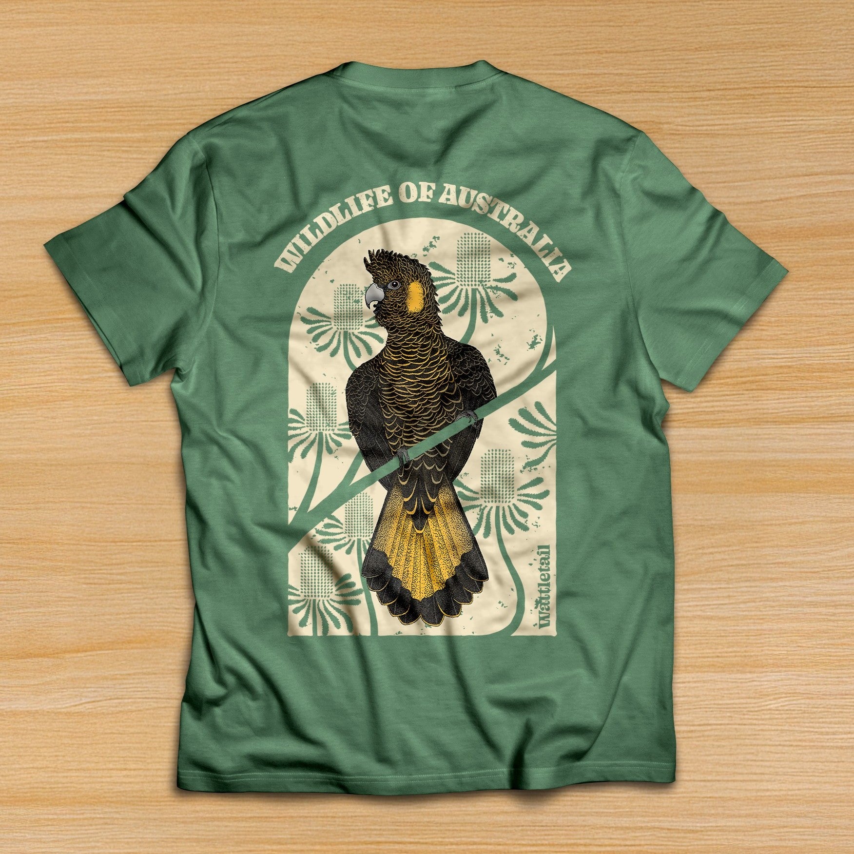 Yellow-tailed Black Cockatoo Unisex Graphic Style Tee Hand Drawn Wattletail