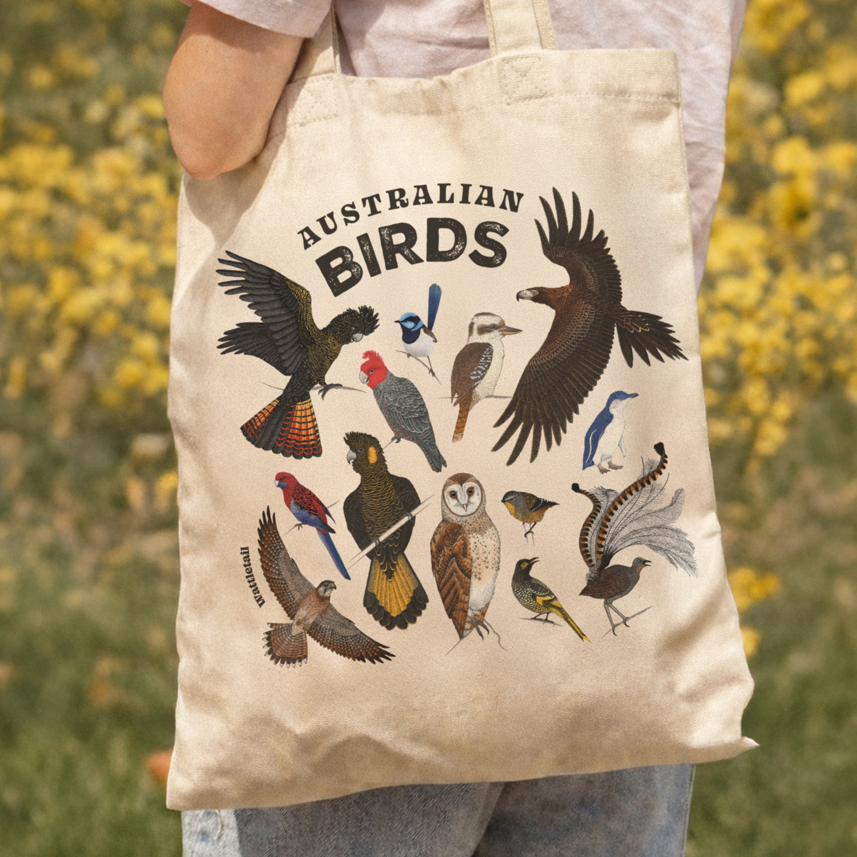Australian Birds Cotton Tote Bag Wattletail